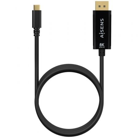 Cable conversor aisens a109-0689/ usb tipo-c macho - displayport macho/ hasta 27w/ 1250mbps/ 1.8m/ negro