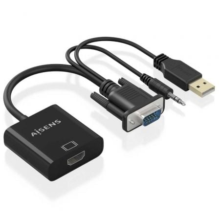 Cable conversor aisens a115-0872 svga macho - usb macho/ jack macho - hdmi hembra/ 20cm/ negro