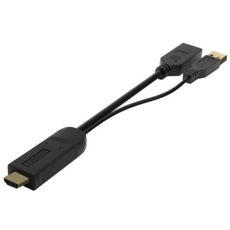 Cable Conversor 4K Aisens A122-0642/ HDMI Macho - DisplayPort Hembra - USB Macho/ Hasta 10W/ 2250Mbps/ 10cm + 10cm/ Negro