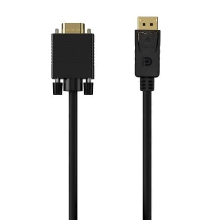 Cable conversor aisens a125-0552/ displayport macho - vga macho/ hasta 5w/ 2300mbps/ 1m/ negro