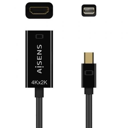 Cable conversor aisens a125-0643/ mini displayport macho - hdmi hembra/ hasta 5w/ 2300mbps/ 15cm/ negro