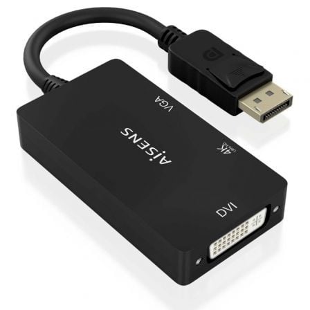 art_ais-cab-a125-0861_1 Cable conversor aisens a125-0861/ displayport macho/ vga hembra - dvi hembra - hdmi 4k hembra/ 15cm/ negro