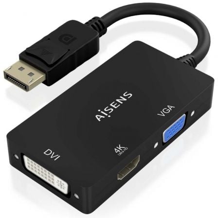 art_ais-cab-a125-0861_2 Cable conversor aisens a125-0861/ displayport macho/ vga hembra - dvi hembra - hdmi 4k hembra/ 15cm/ negro