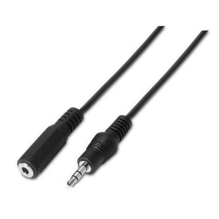Cable estéreo aisens a128-0145/ jack 3.5 macho - jack 3.5 hembra/ hasta 0.1w/ 1.5m/ negro