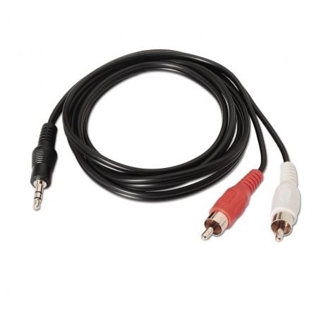 Cable estéreo aisens a128-0148/ jack 3.5 macho - 2x rca macho/ hasta 0.1w/ 3m/ negro