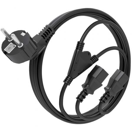 Cable alimentación cpu aisens a132-0864/ cee7 macho - 2x c13 hembra/ 1.8m/ negro