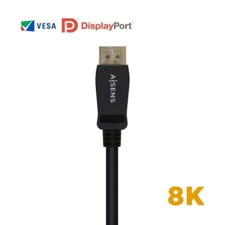 Cable displayport 1.4 8k aisens a149-0430/ displayport macho - displayport macho/ 50cm/ certificado/ negro