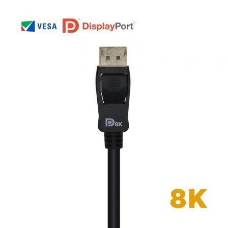 Cable displayport 1.4 8k aisens a149-0431/ displayport macho - displayport macho/ 1m/ certificado/ negro