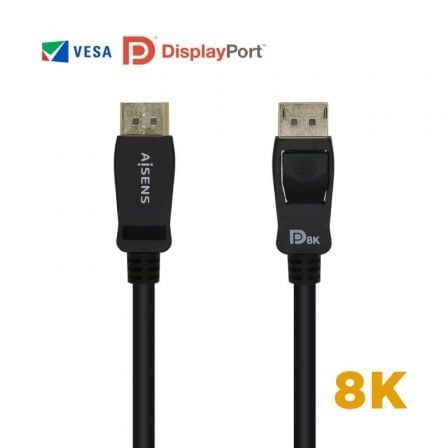 Cable displayport 1.4 8k aisens a149-0432/ displayport macho - displayport macho/ 2m/ certificado/ negro