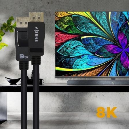 Cable displayport 1.4 8k aisens a149-0432/ displayport macho - displayport macho/ 2m/ certificado/ negro