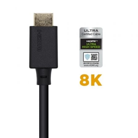 art_ais-cab-hdmi-a150-0420_3 Cable hdmi 2.1 8k aisens a150-0420/ hdmi macho - hdmi macho/ 50cm/ certificado/ negro