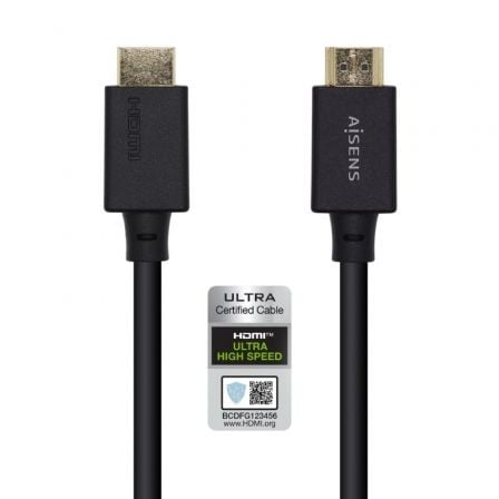 Cable hdmi 2.1 8k aisens a150-0421/ hdmi macho - hdmi macho/ 1m/ certificado/ negro