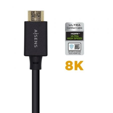 Cable hdmi 2.1 8k aisens a150-0424/ hdmi macho - hdmi macho/ 3m/ certificado/ negro