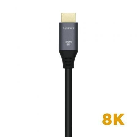 Cable hdmi 2.1 8k aisens a150-0426/ hdmi macho - hdmi macho/ 1m/ gris negro