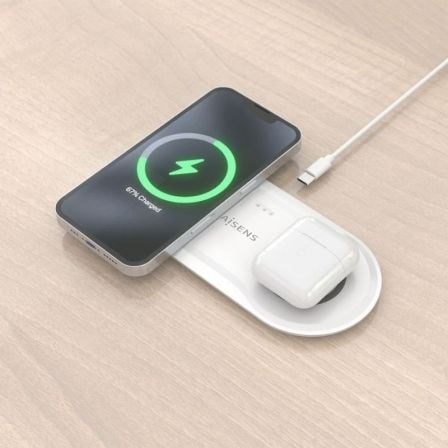 Base de carga inalámbrica aisens asch-15w2wc059-w/ 15w/ blanco