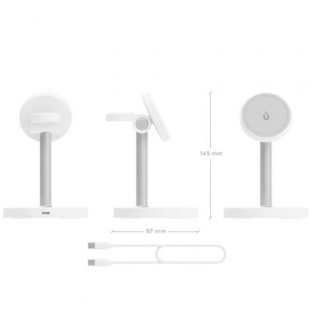 Base de carga inalámbrica aisens asch-15w3wc065-w/ 15w/ blanco