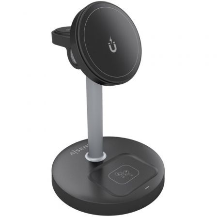 Base de carga inalámbrica aisens asch-15w3wc066-bk/ 15w/ negro