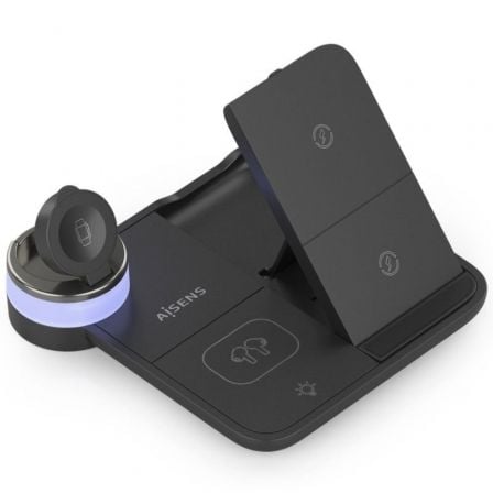 Base de carga inalámbrica aisens asch-15w4wc062-bk/ 15w/ negro