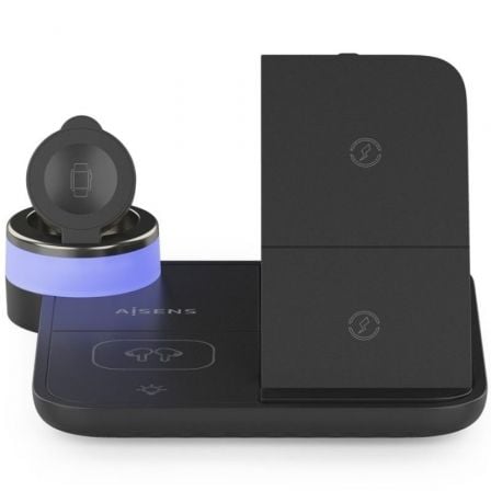 Base de carga inalámbrica aisens asch-15w4wc062-bk/ 15w/ negro