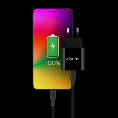Cargador de pared aisens a110-0538/ 1xusb tipo-c pd3.0/ 20w/ negro