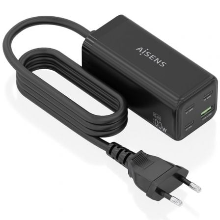 art_ais-carga-asch-100w4p054-bk_1 Cargador sobremesa gan aisens asch-100w4p054-bk/ 3xusb tipo-c/ 1xusb/ 100w