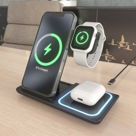 Base de carga inalámbrica aisens asch-15w3wc043-bk/ 15w