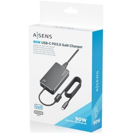 Cargador sobremesa gan aisens asch-1pd90d069-bk/ 1xusb tipo-c/ 90w