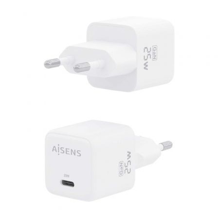 Cargador de pared gan aisens asch-25w1p012-w/ 1xusb tipo-c/ 25w