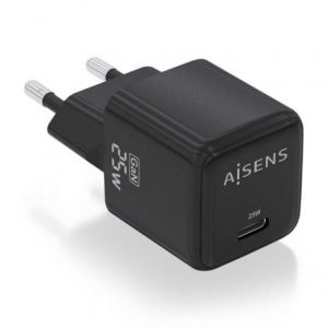 Cargador de pared gan aisens asch-25w1p013-bk/ 1xusb tipo-c/ 25w