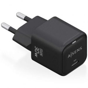 Cargador de pared gan aisens asch-30w1p019-bk/ 1xusb tipo-c/ 30w