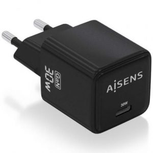 Cargador de pared gan aisens asch-30w1p036-bk/ 1xusb tipo-c/ 30w