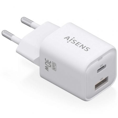 art_ais-carga-asch-30w2p020-w_1 Cargador de pared gan aisens asch-30w2p020-w/ 1xusb tipo-c/ 1xusb/ 30w