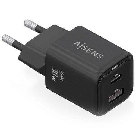 art_ais-carga-asch-30w2p021-bk_1 Cargador de pared gan aisens asch-30w2p021-bk/ 1xusb tipo-c/ 1xusb/ 30w