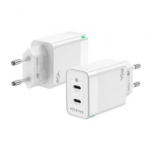 Cargador de pared gan aisens asch-45w2p005-w/ 2xusb tipo-c/ 45w