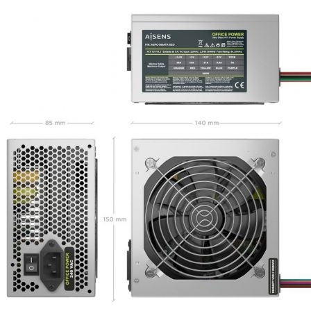 Fuente de alimentación aisens aspc-500atx-seo/ 500w/ ventilador 12cm