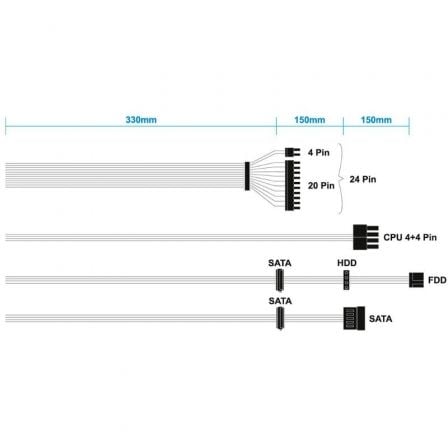 Fuente de alimentación tfx aisens aspc-500tfx-seo/ 500w/ ventilador 8cm