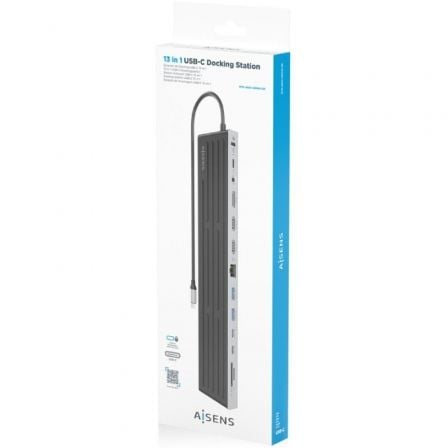 Docking usb tipo-c aisens asuc-13p042-gr/ 2xusb tipo-c/ 1xusb tipo-c pd/ 2xusb/ 2xhdmi/ 1xdisplayport/ 1xlector de tarjetas/