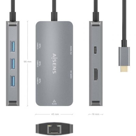 art_ais-hub-asuc-6p019-gr_3 Docking usb tipo-c aisens asuc-6p019-gr/ 1xhdmi 4k/ 3xusb/ 1xrj45/ 1xusb tipo-c pd/ gris