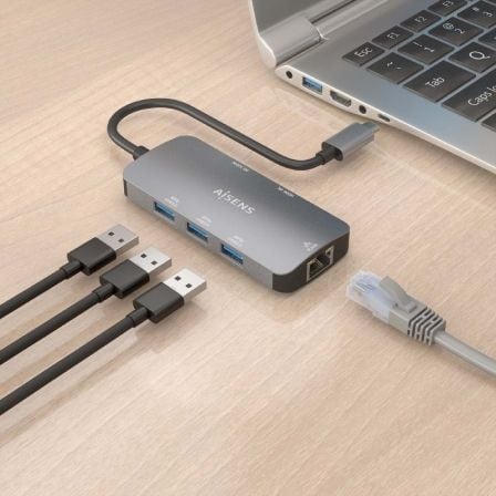 art_ais-hub-asuc-6p019-gr_4 Docking usb tipo-c aisens asuc-6p019-gr/ 1xhdmi 4k/ 3xusb/ 1xrj45/ 1xusb tipo-c pd/ gris