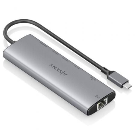 Docking usb tipo-c aisens asuc-8p033-gr/ 1xhdmi 4k/ 1xusb/ 2xusb tipo-c/ 1xrj45/ 1xlector tarjetas/ 1xusb tipo-c pd/ gris
