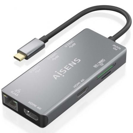 art_ais-hub-asuc-9p018-gr_1 Docking usb tipo-c aisens asuc-9p018-gr/ 2xhdmi 4k/ 3xusb/ 1xrj45/ 1xlector tarjetas/ 1xusb tipo-c pd/ gris