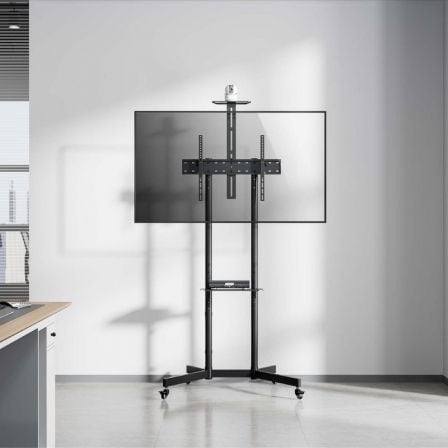 Soporte de suelo inclinable con ruedas/ soporte de cámara aisens ft70te-335 para tv 37"-70"/ hasta 45kg