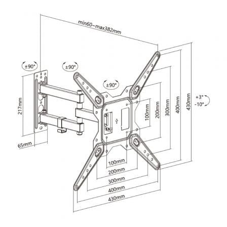 Soporte de pared giratorio/ inclinable/ aisens wt55tse-153 para tv de 23-55"/ hasta 30kg