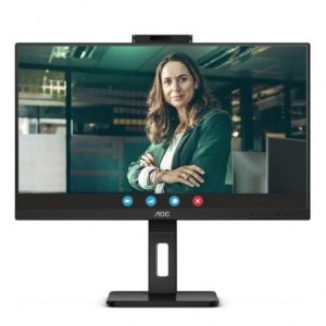 Monitor profesional aoc 24p3qw 23.8"/ full hd/ webcam/ multimedia/ regulable en altura/ negro
