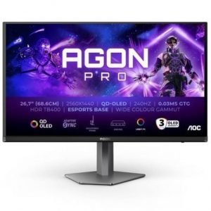 art_aoc-m-ag276qzd2_1 Monitor gaming ultraparonámico aoc ag276qzd2 26.5"/ wqhd/ multimedia/ 0.03ms/ 240hz/ qled/ regulable en altura/ negro
