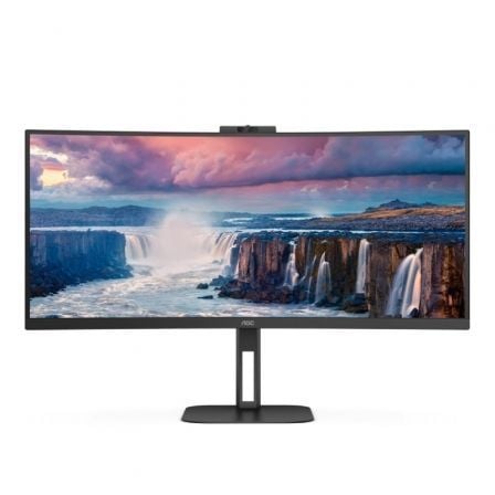 art_aoc-m-cu34v5cw-bk_1 Monitor profesional curvo ultrapanorámico aoc cu34v5cw/bk 34"/ uwqhd/ webcam/ multimedia/ regulable en altura/ negro