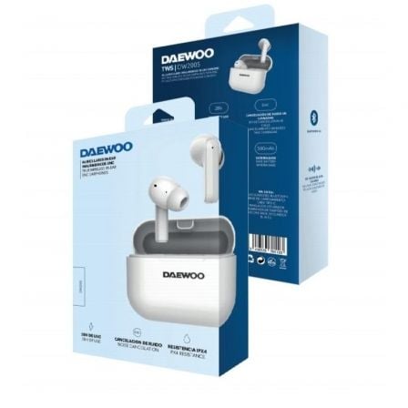Auriculares bluetooth daewoo dw2005 con estuche de carga/ autonomía 6h/ blancos