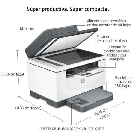 Multifunción láser monocromo hp laserjet mfp m234sdn dúplex/ adf/ blanca