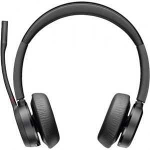 Auriculares inalámbricos poly voyager 4320 uc + adaptador bt700 + base de carga/ con micrófono/ bluetooth/ negros
