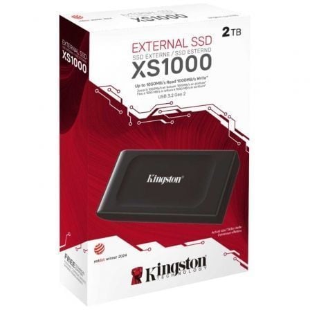 Disco externo ssd kingston xs1000 2tb/ usb 3.2/ negro